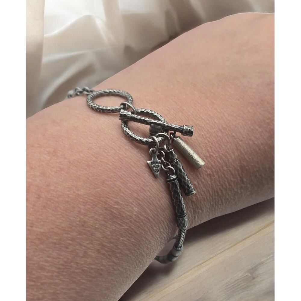 Silpada Sterling Silver Tassel Toggle Bracelet Oxidized Artisan Jewelry